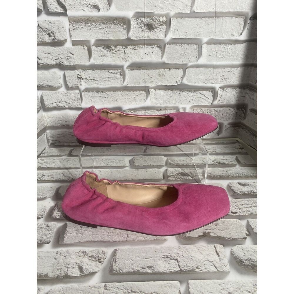 J.Crew Womens Anya Scrunchie Ballet Flats in Suede Fuchsia Pink Size 9